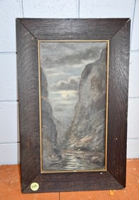 Painting on Canvas Artist Signed & Oak Frame