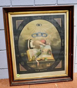 Odd Fellows Lodge Poster 1883 titled "Our Motto"