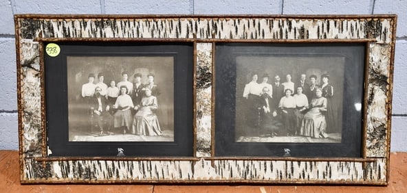 A Birch Bark Frame w/Photographs