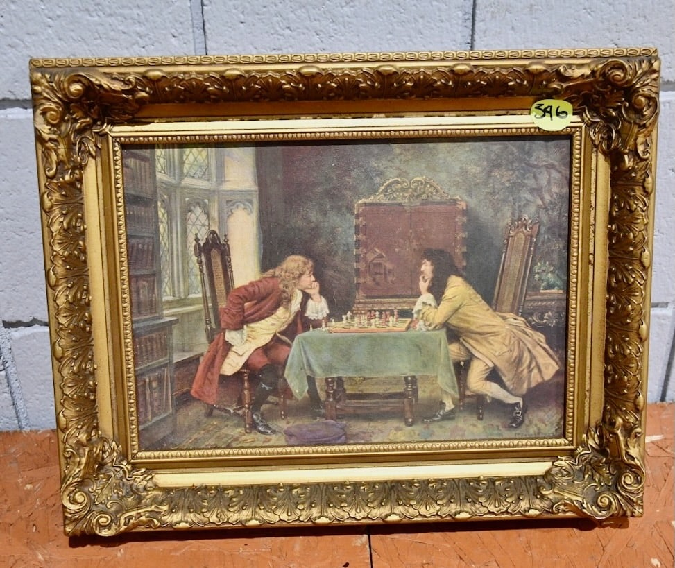 "A Game of Chess" Signed by Frank Moss Bennett: 18" x 14"