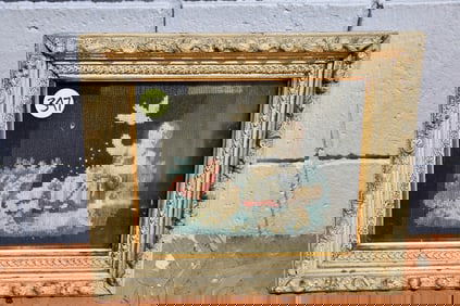 Framed Needlepoint of Young Girl w/Animals