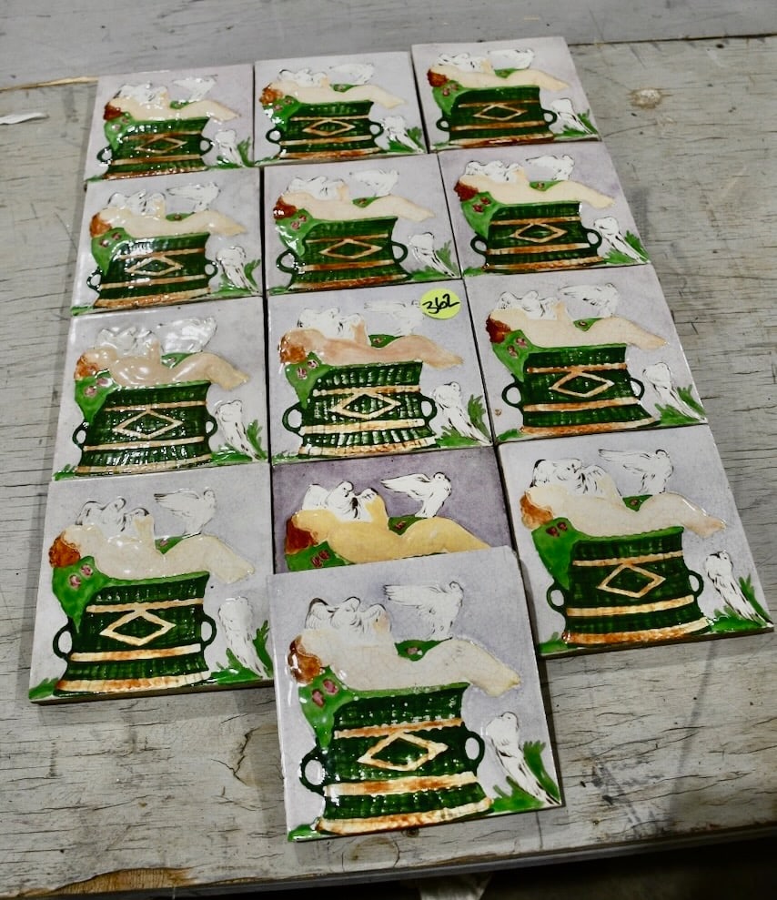 Group of Victorian Art Tiles: 13 Total; 6" x 6"
