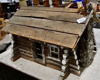 Antique Log Cabin Building w/Stone Fireplace