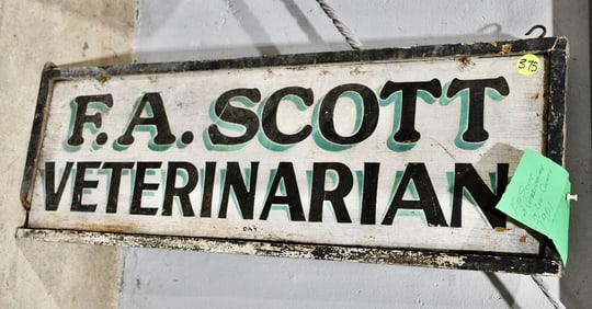 Antique Wooden Veterinarian Sign; Double Sided