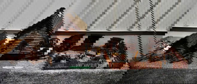 A Fantastic Folk Art Set of Buildings