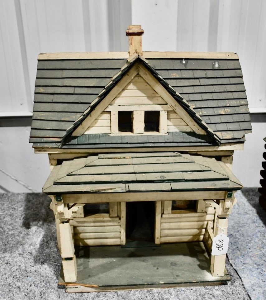 Antique Folk Art House; 2-story w/front porch: 24 x 22 x 27" tall