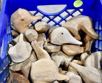 Group of Carved; Unfinished Decoy Heads