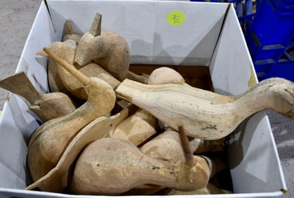 Group of Carved Birds & Shore birds; Unfinished