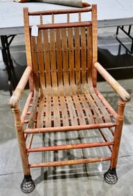 Rustic Armchair; Slatted Seat & Back