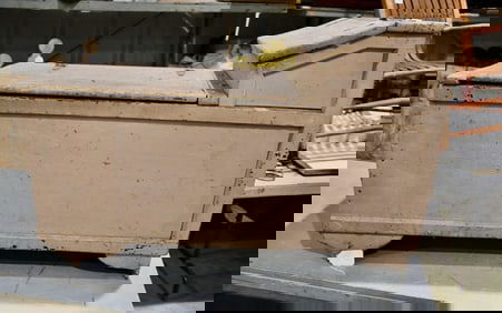 Primitive Antique Bench; A painted example lift top