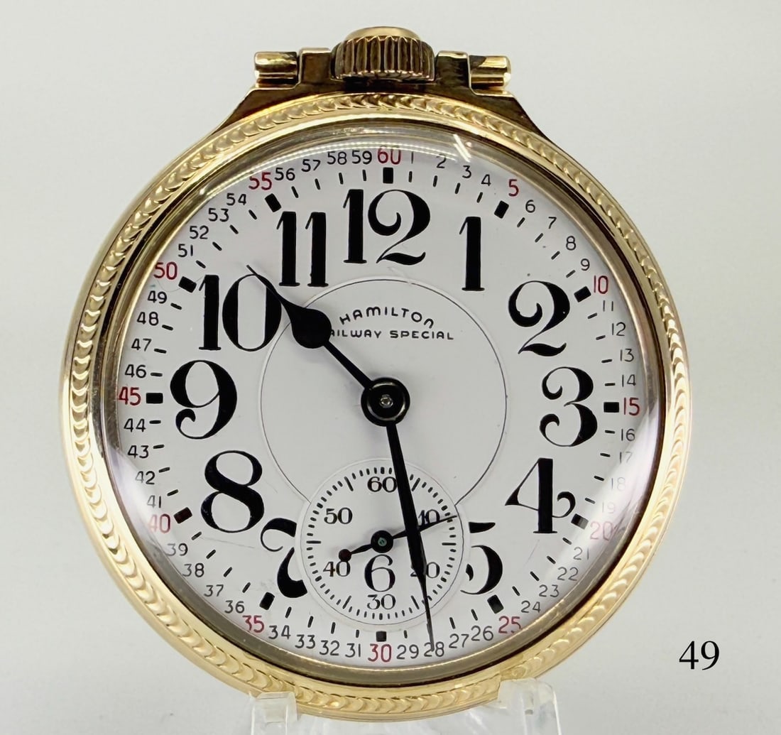 Hamilton 992B Pocket Watch: 16s, 21j, Adj temp. 6pos, L.S., D.S. Dial, no 4C14856, case no. P2964681. c1969 (one of the last watches off the like of Hamilton Watch co.).