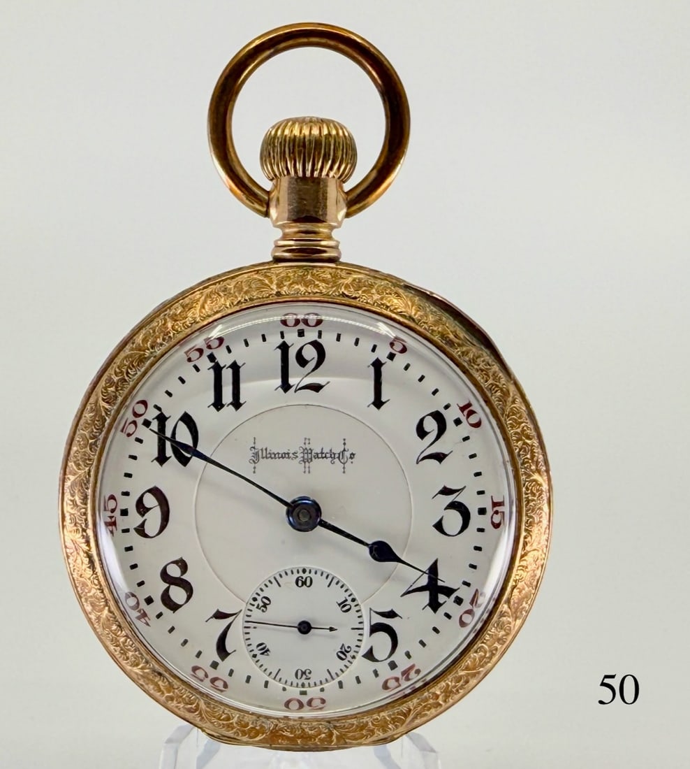 Illinois "Bunn Special" Pocket Watch: 18s, 21 ruby jewels, D.R., adj. temp. 6 pos. isochronism, no. 1860429. case no. 69206. c1906