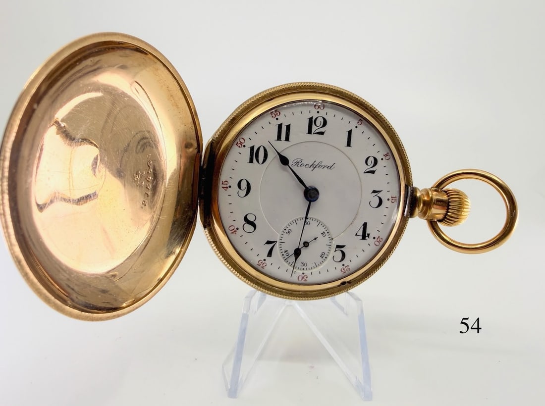 Rockford 838 Pocket Watch: 18s, 17j, L.S., D.S. dial, 2-tone movement, m.10, no. 696499, case no. 2158547, c1907
