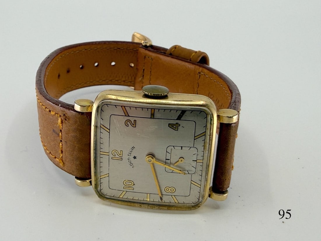 Lord Elgin Wristwatch: 21j, 556, Model 7, 14k G.F. , X888719 c1939. Total Weight with band 27.4g