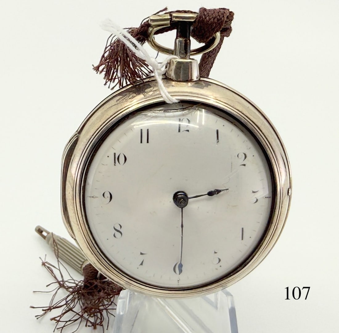 D. Edwards Fussee Pocket Watch: Marked JN o Wells, no. 6086, D. Edmonds, Liverpool, Pair case, c1803. Cracked crystal, Has key.