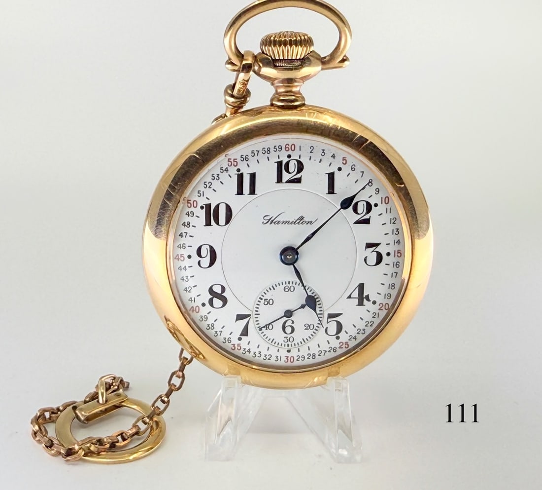 Hamilton 992 Pocket Watch: 16s, 21j, adj. 5 pos., no. 1578414, case no 2546471, Duluth Mesabe Northern Railroad