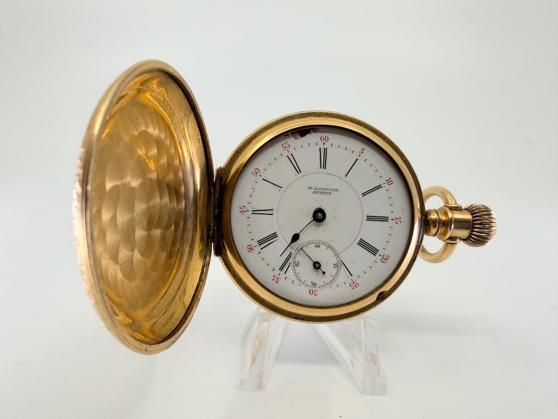 R. Lannier Pocket Watch: 8s, H.C. 9-11j, c1895-1905, missing minute hand, no running