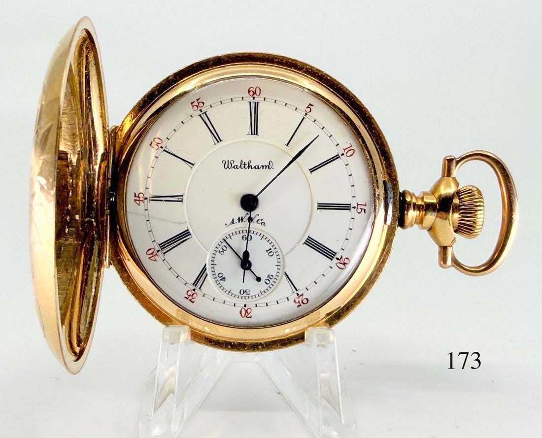 Rare Waltham "Riverside Maximus" Pocket Watch: 6s,19j, 3-stars H.C., no.716/413, Dueber Case no. 6091652 14k gold filled. Total Weight 59g