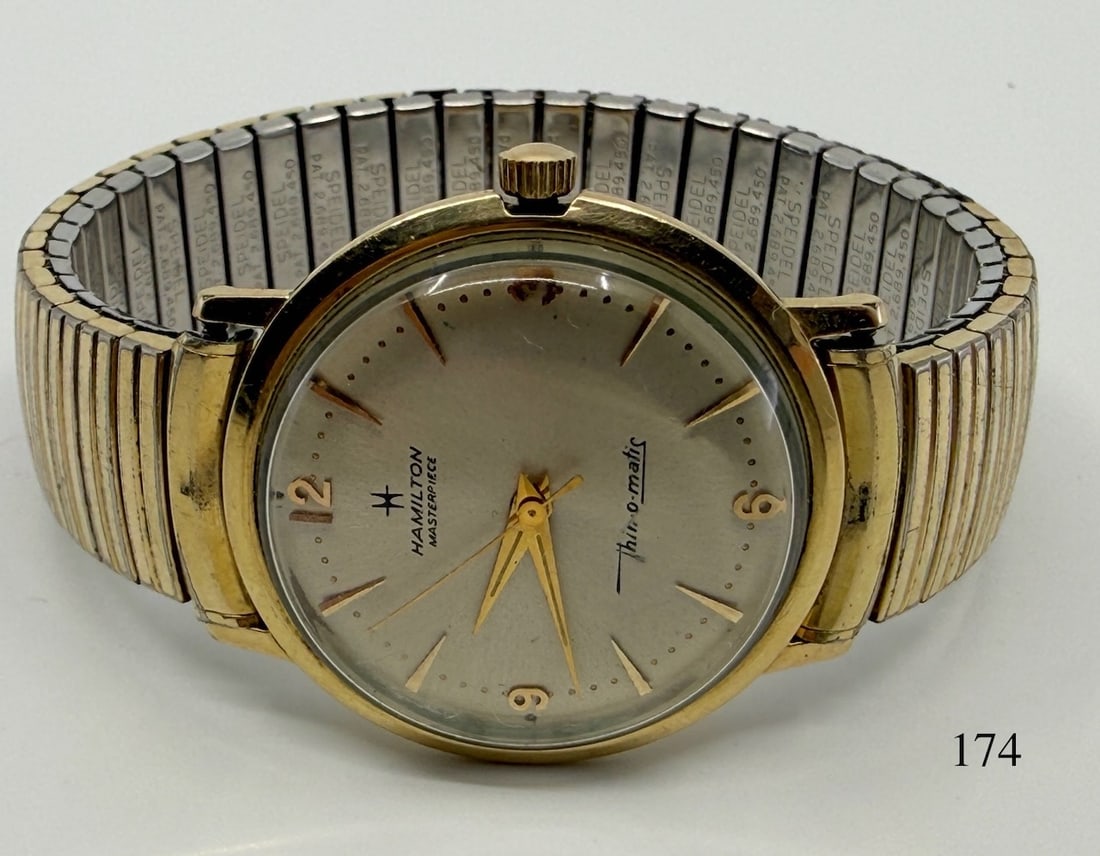 Hamilton Thin-O-Matic Wristwatch: G.F. , 25 Year Service A-C Spark Plug,