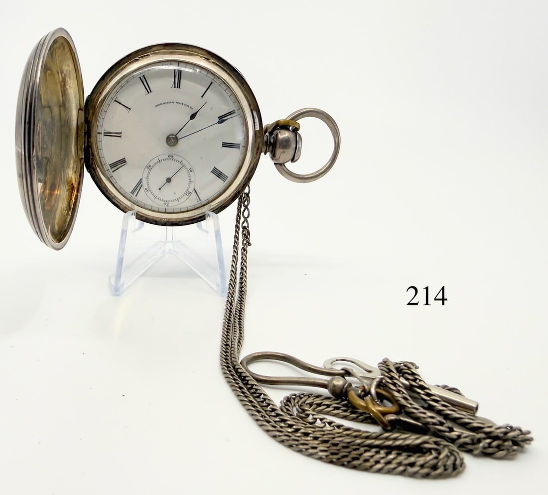 Waltham Pocket Watch: 18s, P.S. Bartlett, no. 258307, KW/KS,, case no. 4370, civil war era. Includes chain and key