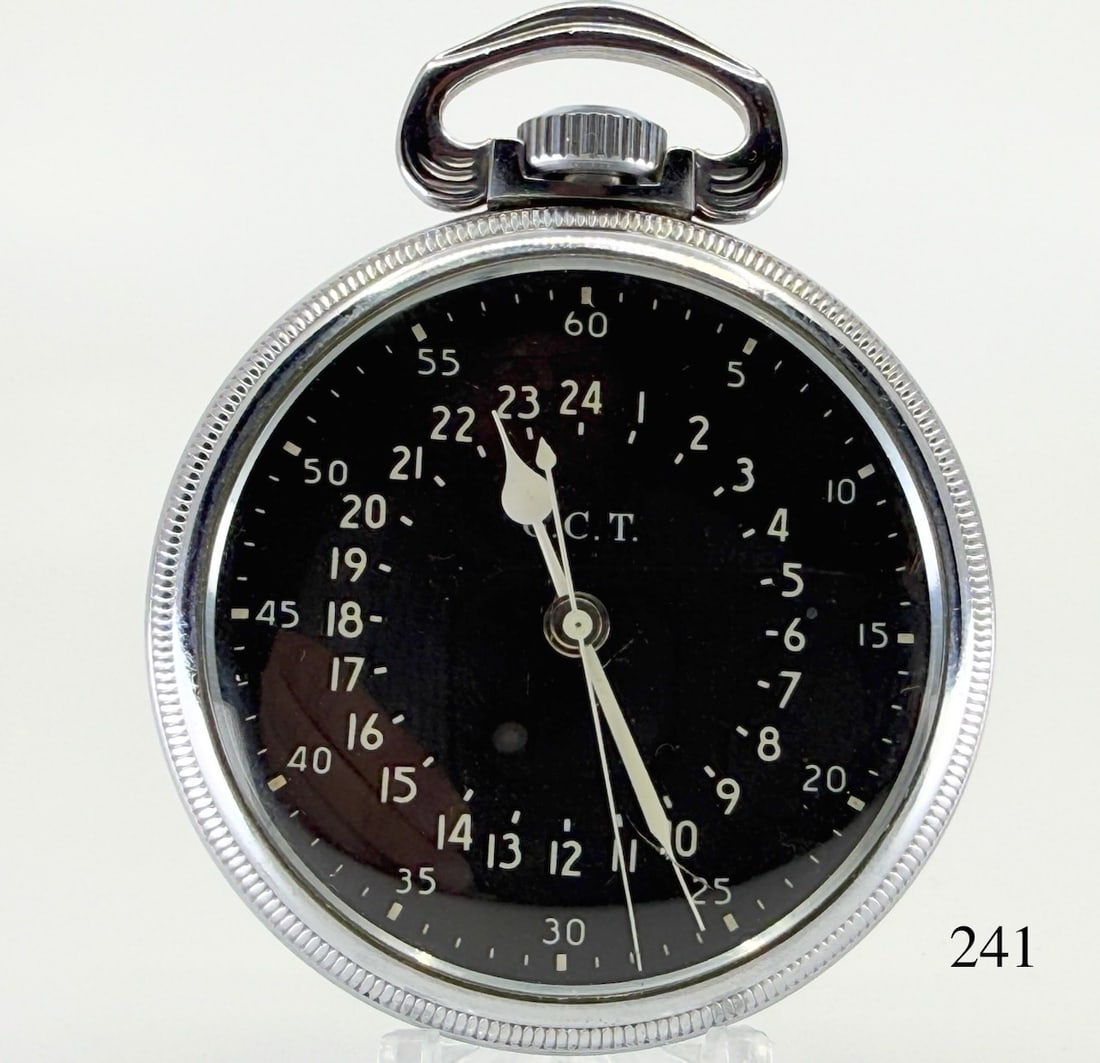 Hamilton 4992B "Hacking" Pocket Watch: 16s,22j, chronograph, temp. 6 pos., U.S. Military, last year production in U.S. by Hamilton, no. 4C68662, case no. 890167