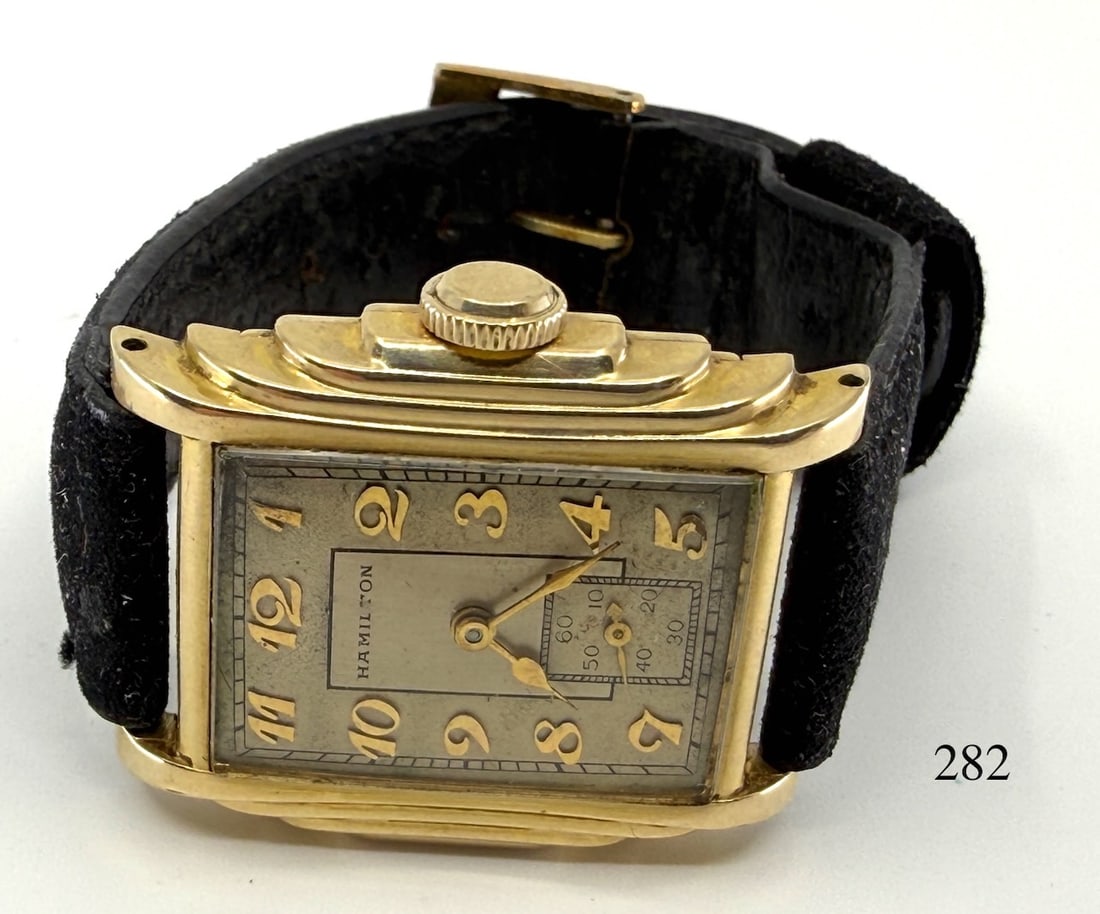 Hamilton Putnam Wristwatch: 17j, Y.G.F.., This watch sold for $50 in 1932. Total Weight with band 28g