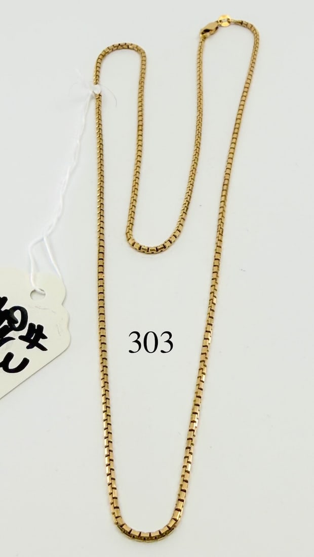 24" 14k Gold Necklace: Italy. Total Weight 14.5g