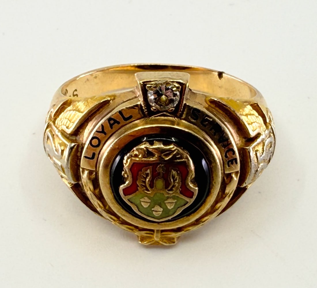 Oldsmobile 25yr Service Ring: 1 Stones, 10k gold., Men's Large. Total Weight 10.68g