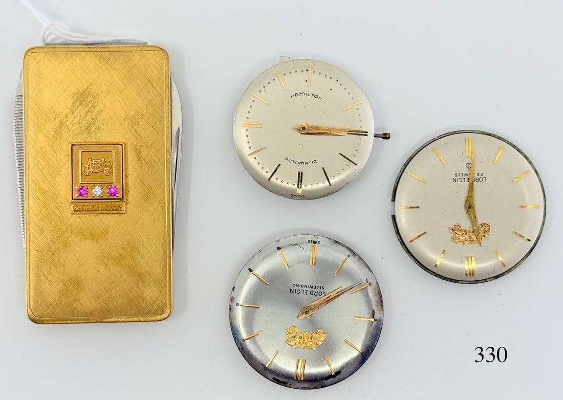 Group of Fisher Body Watch Movements and Money Clip Knife (1 of 3)