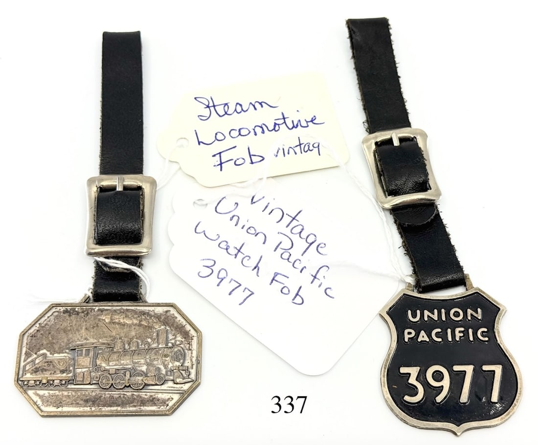 (2) Watch Fobs: Union Pacific 3977 and Steam Locomotive, both with straps