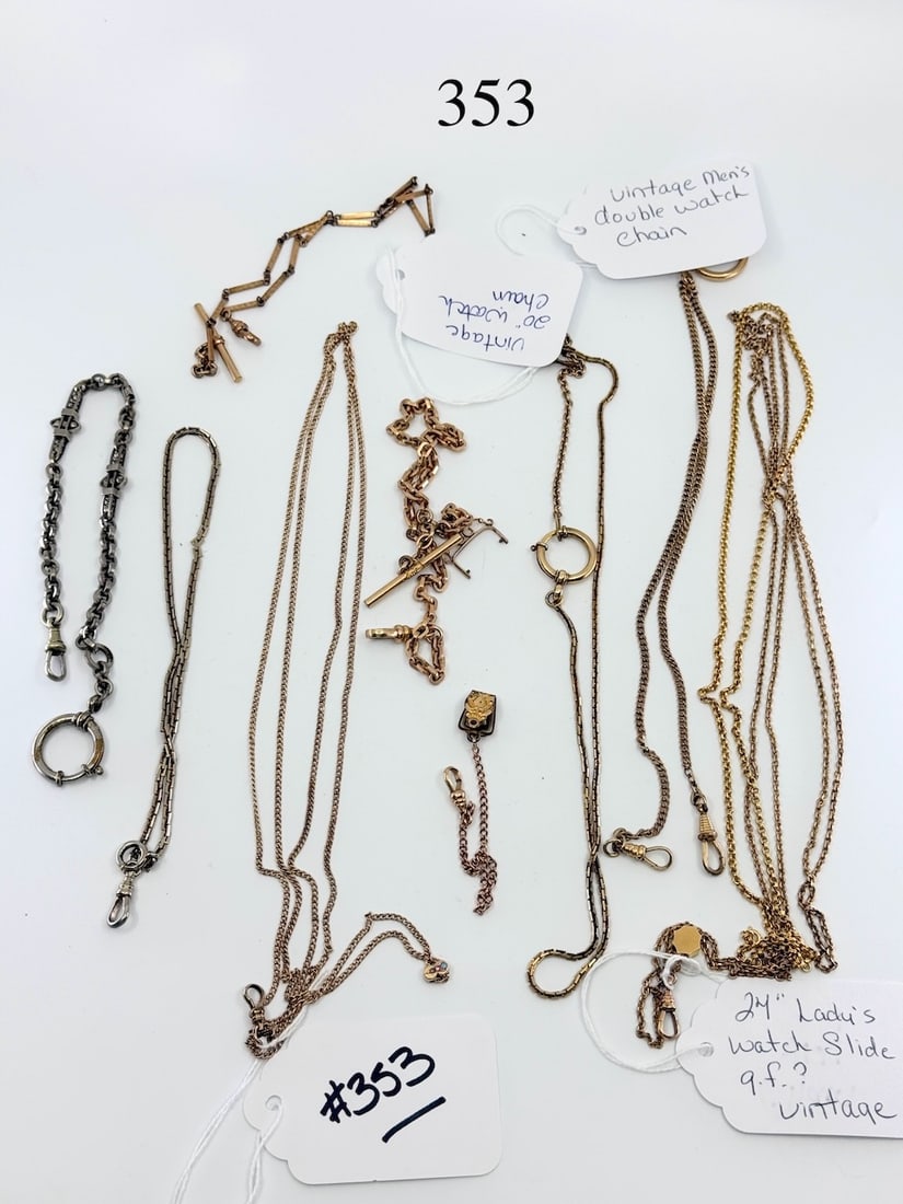 Group of Watch Chains: 10 total. One Lots