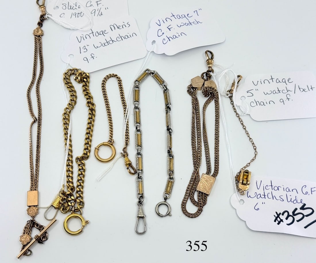 Group of Watch Chains: 6 Total. Gold Filled, One lot. Total Weight of Lot 85.7g