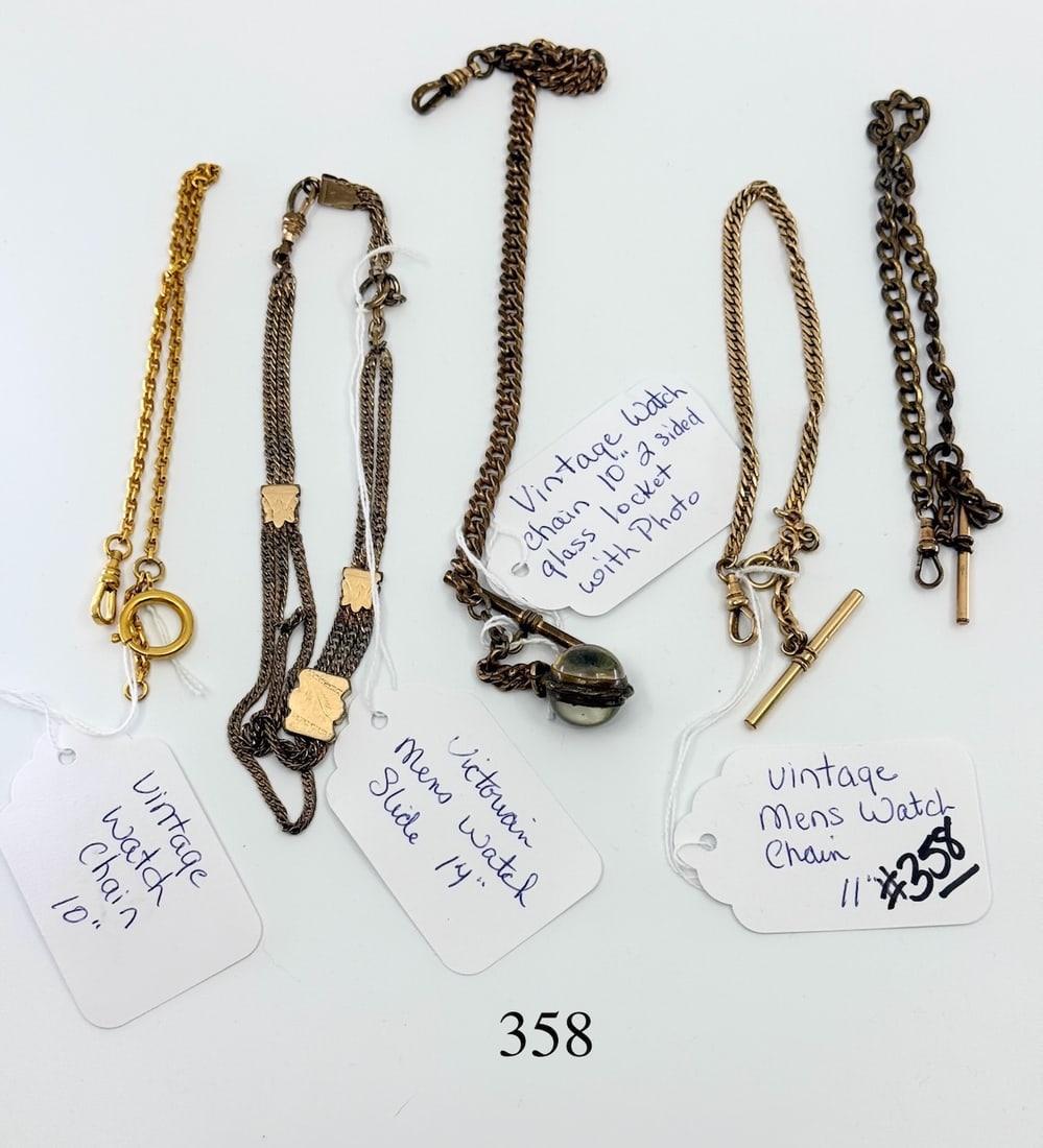 Group of Watch Chains: 5 Total. One lot.