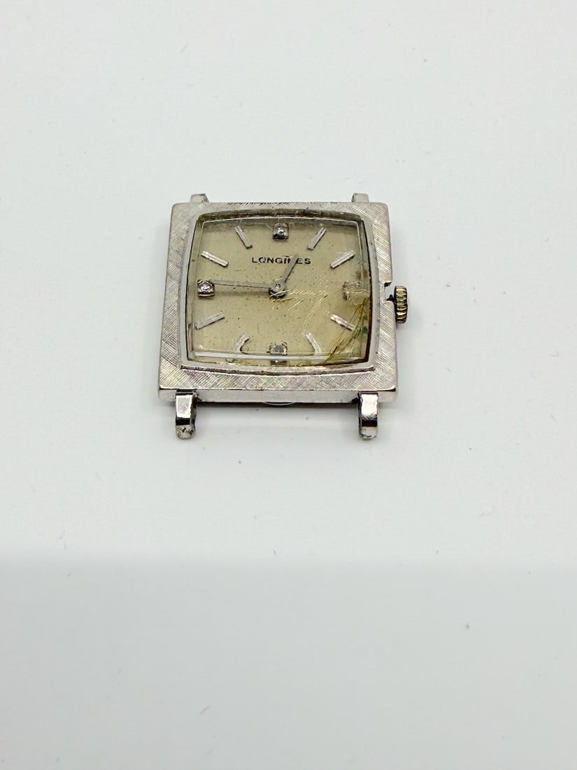 14k Longines Wristwatch: 7/8" square, c1960. Total Weight 13.9g
