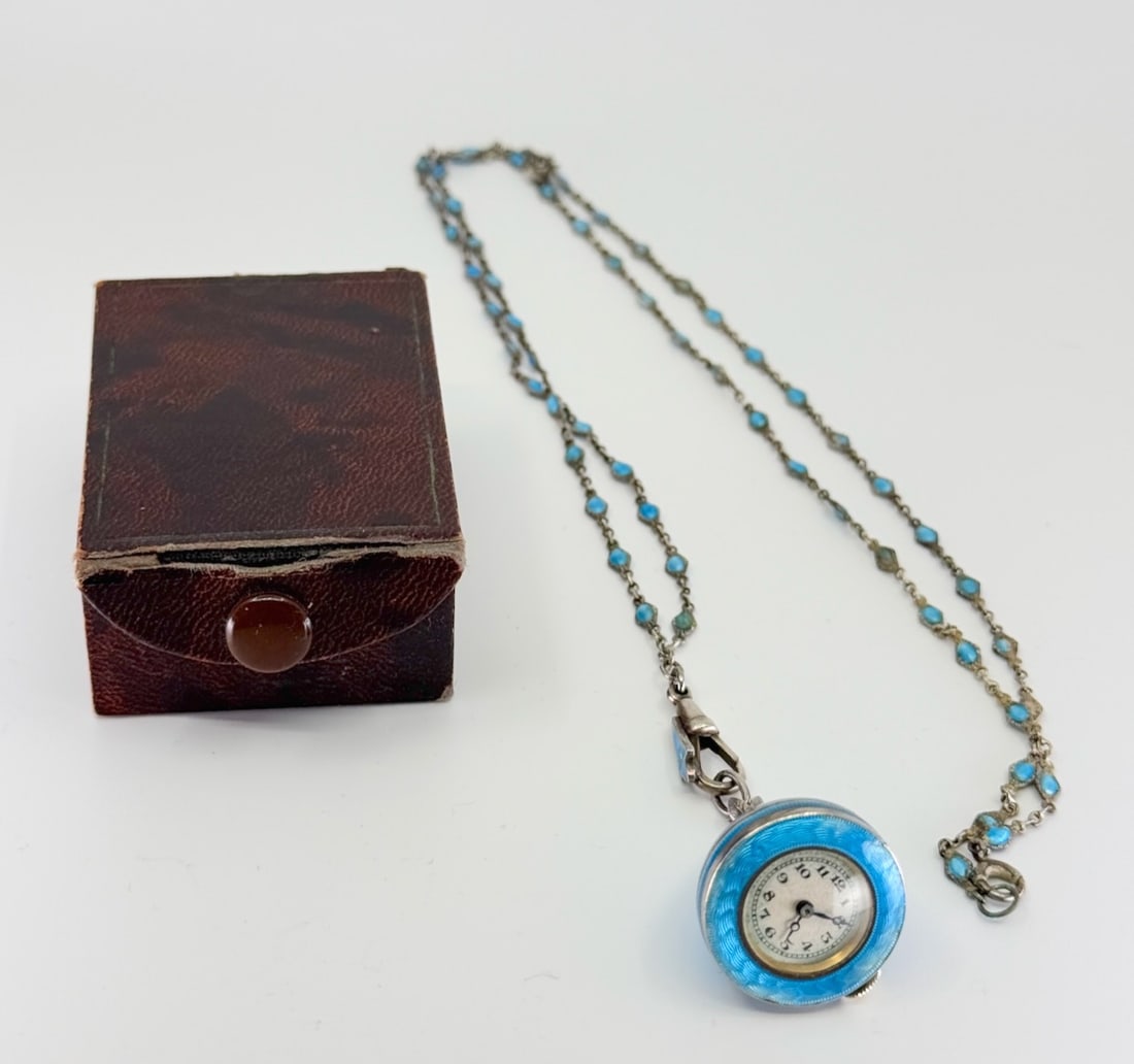 Enameled Pendant Watch with Matching Chain (1 of 6)