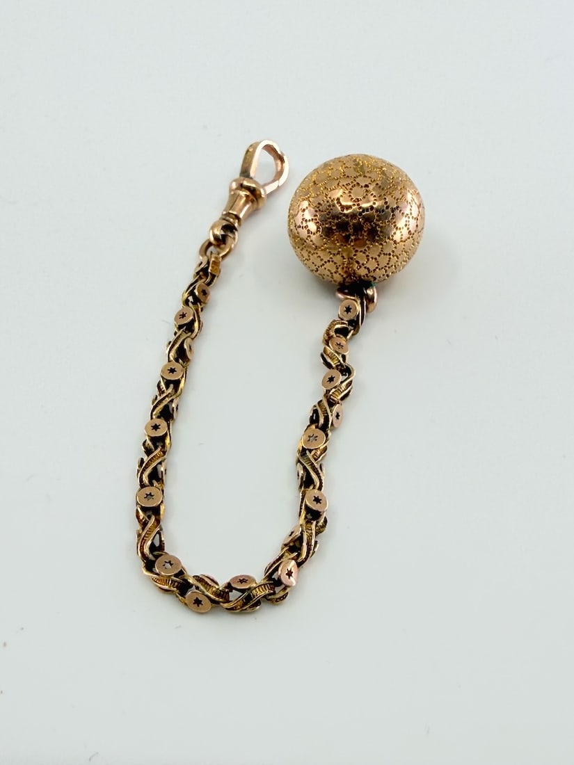 Ball & Chain Pocket Watch Chain: Marked 9 C, c1910