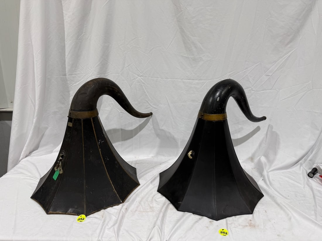 (2) Edison Cygnet No.10 Phonograph Horns: (10 repainted), One Lot.