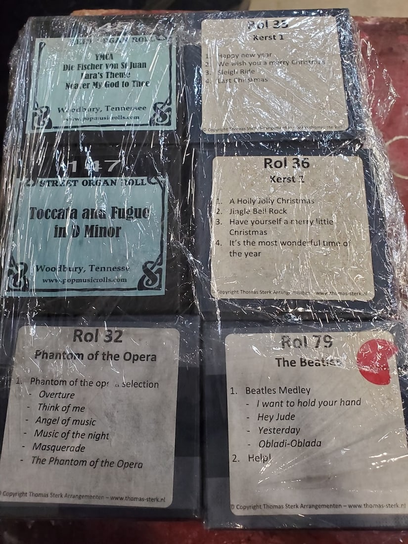 Group of 6 Raffin Street Organ Rolls: One Lot.