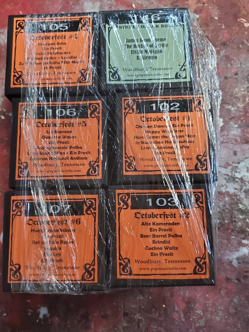 Group of 6 Raffin Street Organ Rolls: One Lot.