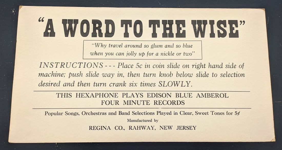 Regina Hexaphone Sign Board Insert (1 of 1)