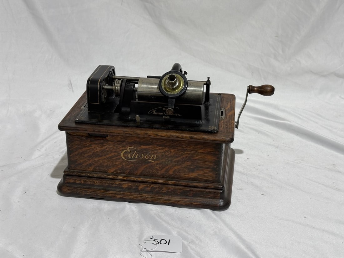 Edison Standard Cylinder Phonograph: H reproducer, crank, NO cover. SN-727167D