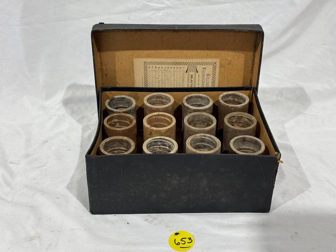 12 Brown Wax Cylinder Records in Original Box (1 of 3)