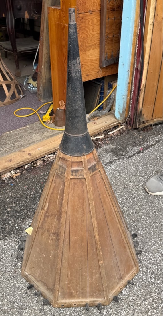 Unusual Wooden Horn.: Possibly for wire or guitar strings across the opening.