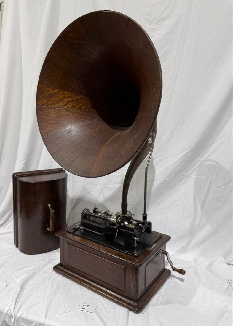 Edison Triumph Cylinder Phonograph w/Wood Cygnet Horn (1 of 7)