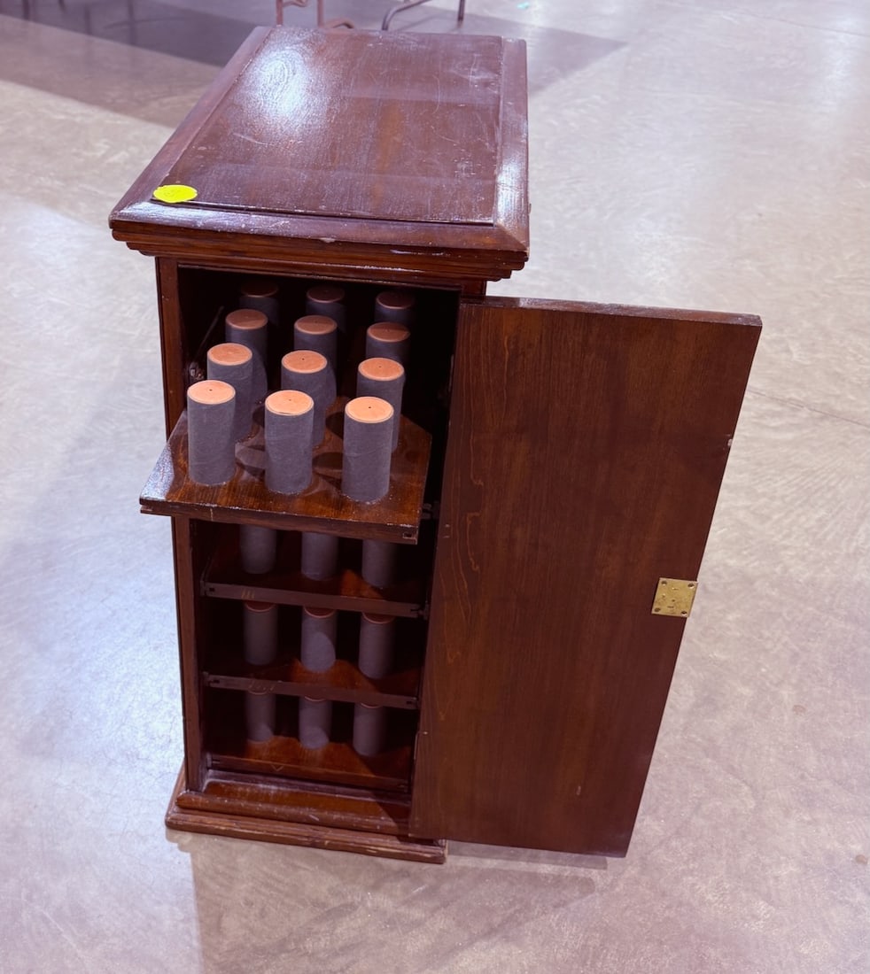 Mahogany Single Door Cylinder Record Cabinet (1 of 3)