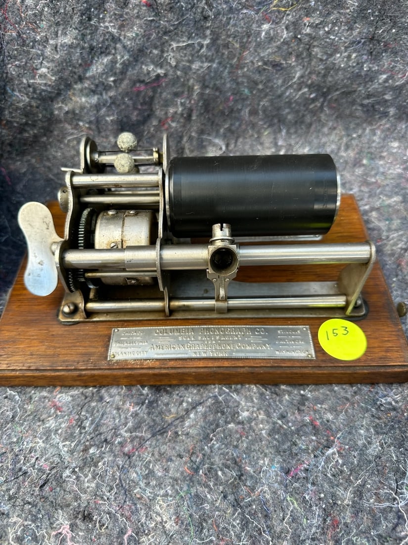 Columbia B Cylinder Phonograph: reproducer, pressed key, and cover