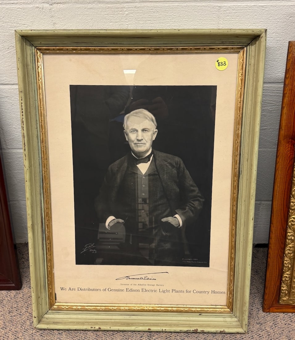 Thomas Edison Print: Store Print. We are the Distributors for Edison Electric Plants for Homes. 24x32. Framed