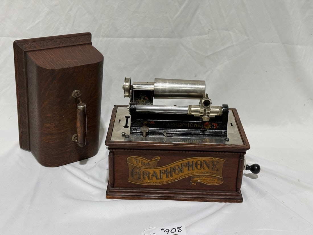 Columbia AT Cylinder Phonograph: no reproducer or belt , has crank, SN-270250