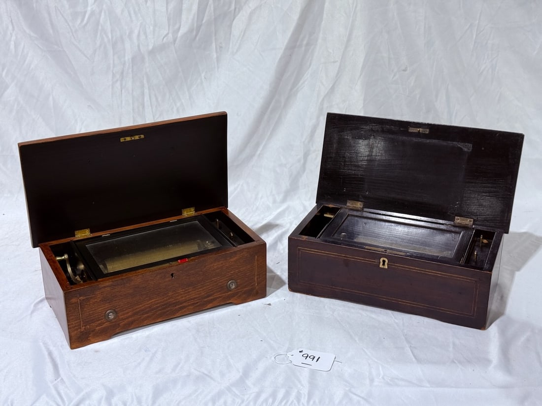 (2) 6" Cylinder Music Box: Both 6" cylinders, no broken teeth, good condition.