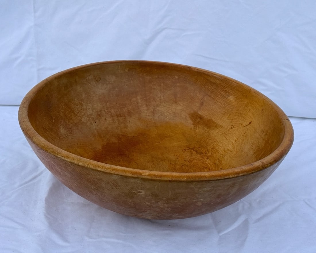 Antique Wooden Butter Bowl: 15" diameter